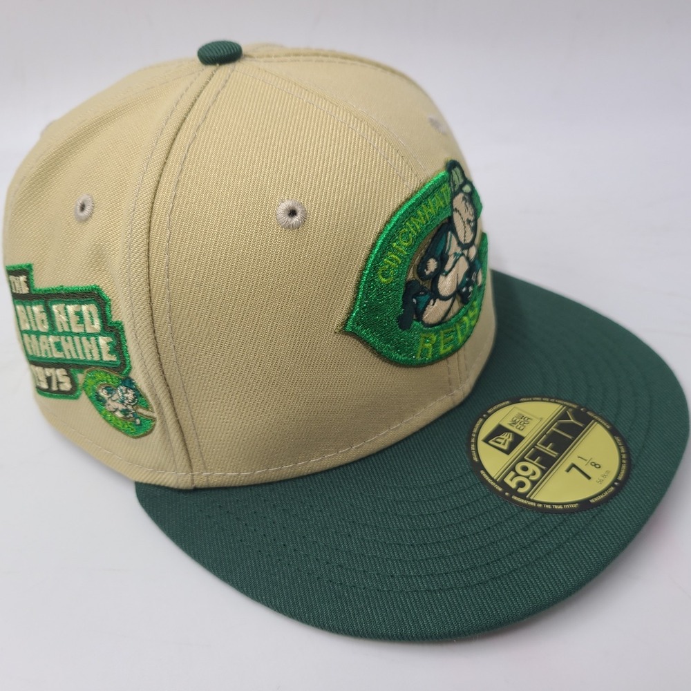 Cincinnati Reds Hat Fitted 7 1/8 New Era 59Fifty Gold MLB Big Red Machine Patch